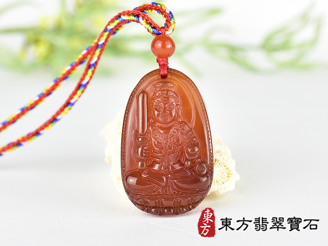 紅瑪瑙不動明王項鍊玉珮(不動明王:不動明王牌紅瑪瑙不動明王玉珮、紅瑪瑙不動明王玉墜)不動明王,FD849。客製化訂做各種紅瑪瑙不動明王吊墜玉珮項鍊。★附東方翡翠寶石保證卡 0.jpg
