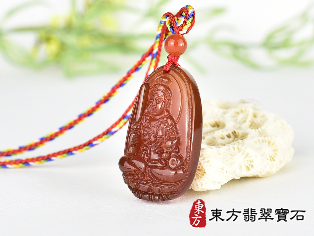 紅瑪瑙不動明王項鍊玉珮(不動明王:不動明王牌紅瑪瑙不動明王玉珮、紅瑪瑙不動明王玉墜)不動明王,FD849。客製化訂做各種紅瑪瑙不動明王吊墜玉珮項鍊。★附東方翡翠寶石保證卡 1.jpg
