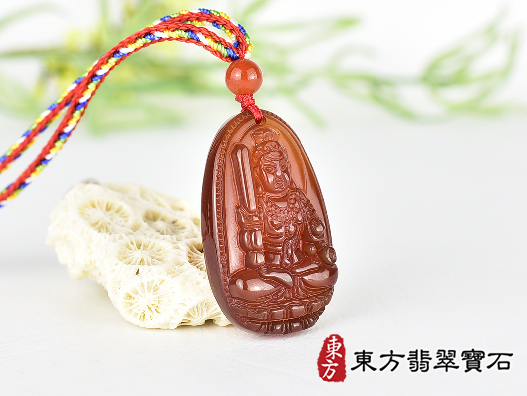 紅瑪瑙不動明王項鍊玉珮(不動明王:不動明王牌紅瑪瑙不動明王玉珮、紅瑪瑙不動明王玉墜)不動明王,FD849。客製化訂做各種紅瑪瑙不動明王吊墜玉珮項鍊。★附東方翡翠寶石保證卡 2.jpg