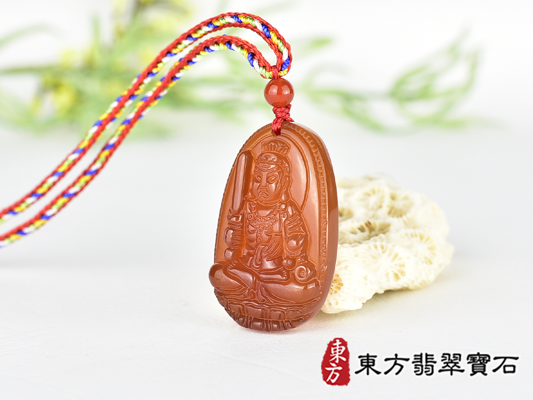 紅瑪瑙不動明王項鍊玉珮(不動明王:不動明王牌紅瑪瑙不動明王玉珮、紅瑪瑙不動明王玉墜)不動明王,FD850。客製化訂做各種紅瑪瑙不動明王吊墜玉珮項鍊。★附東方翡翠寶石保證卡 1.jpg