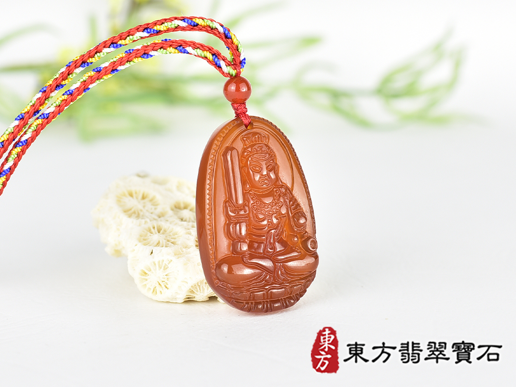 紅瑪瑙不動明王項鍊玉珮(不動明王:不動明王牌紅瑪瑙不動明王玉珮、紅瑪瑙不動明王玉墜)不動明王,FD850。客製化訂做各種紅瑪瑙不動明王吊墜玉珮項鍊。★附東方翡翠寶石保證卡 2.jpg