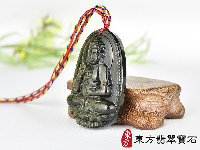 金曜石阿彌陀佛項鍊玉珮(阿彌陀佛:阿彌陀佛牌金曜石阿彌陀佛玉珮、金曜石阿彌陀佛玉墜)。金曜石阿彌陀佛,FD797。客製化訂做各種金曜石阿彌陀佛吊墜玉珮項鍊。★附東方翡翠寶石保證卡 1.jpg