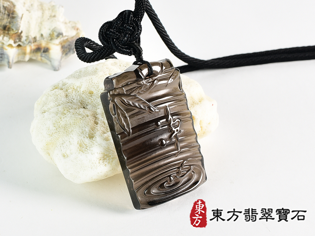 黑曜石福牌項鍊玉珮(福牌黑曜石福牌玉珮、黑曜石福牌玉墜)。黑曜石福牌,FP056。客製化訂做各種黑曜石福牌吊墜玉珮項鍊。★附東方翡翠寶石保證卡 2.jpg