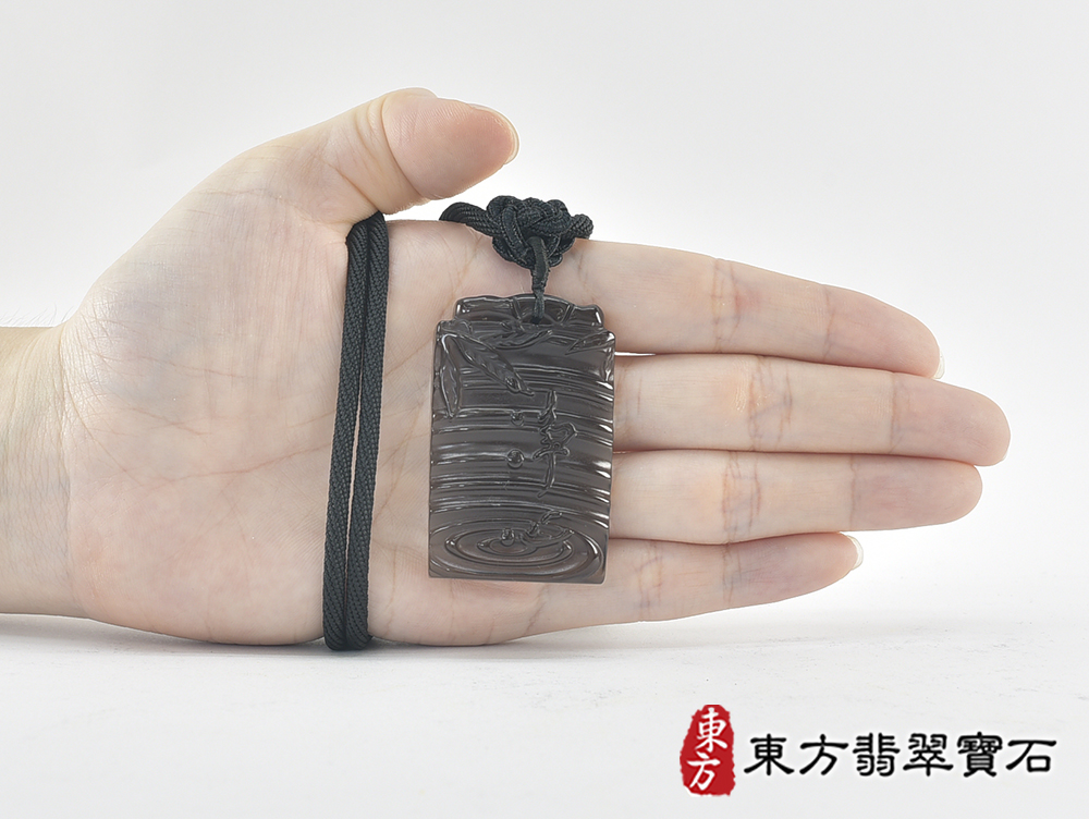 黑曜石福牌項鍊玉珮(福牌黑曜石福牌玉珮、黑曜石福牌玉墜)。黑曜石福牌,FP056。客製化訂做各種黑曜石福牌吊墜玉珮項鍊。★附東方翡翠寶石保證卡 5.jpg