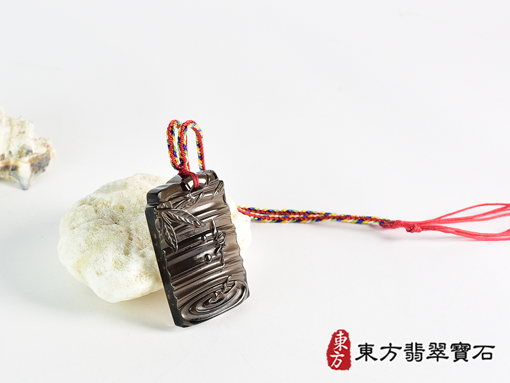 黑曜石福牌項鍊玉珮(福牌黑曜石福牌玉珮、黑曜石福牌玉墜)。黑曜石福牌,FP057。客製化訂做各種黑曜石福牌吊墜玉珮項鍊。★附東方翡翠寶石保證卡 4.jpg