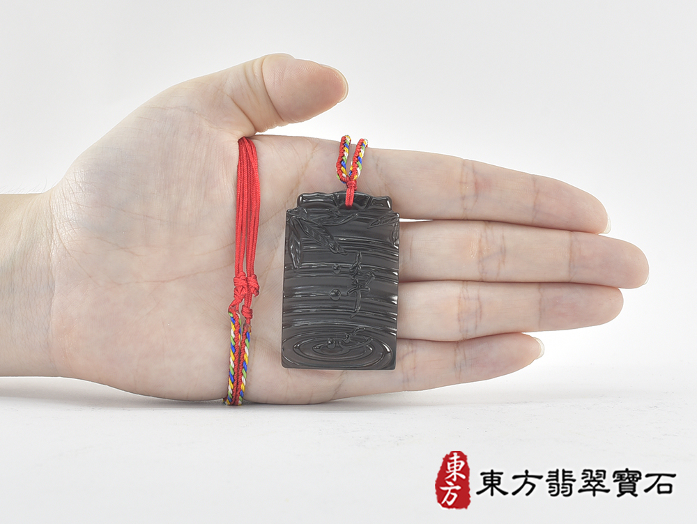 黑曜石福牌項鍊玉珮(福牌黑曜石福牌玉珮、黑曜石福牌玉墜)。黑曜石福牌,FP057。客製化訂做各種黑曜石福牌吊墜玉珮項鍊。★附東方翡翠寶石保證卡 5.jpg