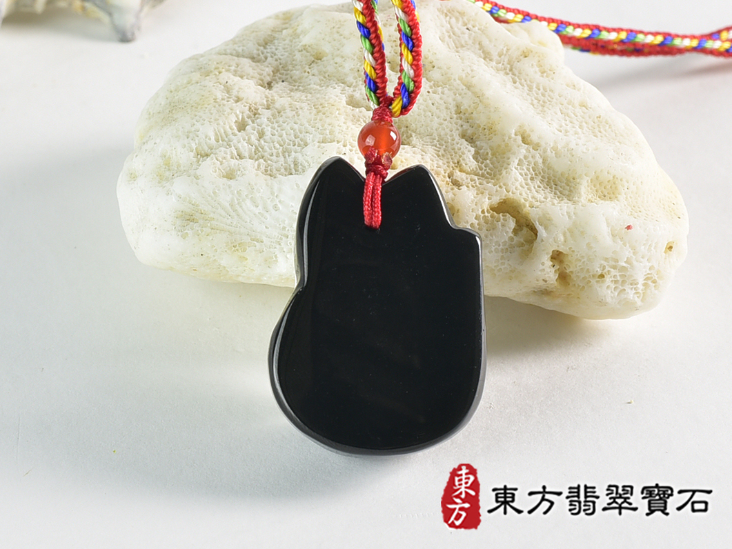 金曜石狐狸項鍊玉珮(狐狸、招財、人緣、桃花,狐仙:狐狸牌金曜石狐狸玉珮、金曜石狐狸玉墜、)。金曜石狐狸,FX077。客製化訂做各種金曜石狐狸吊墜玉珮項鍊。★附東方翡翠寶石保證 3.jpg