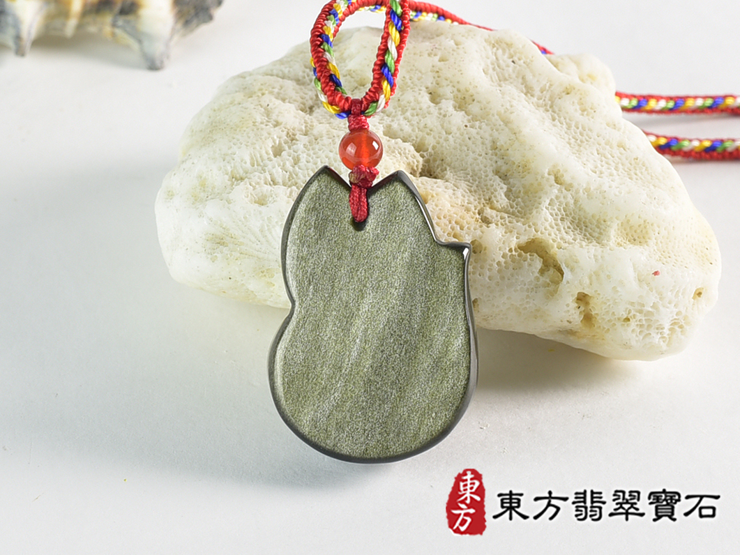 金曜石狐狸項鍊玉珮(狐狸、招財、人緣、桃花,狐仙:狐狸牌金曜石狐狸玉珮、金曜石狐狸玉墜、)。金曜石狐狸,FX078。客製化訂做各種金曜石狐狸吊墜玉珮項鍊。★附東方翡翠寶石保證 3.jpg
