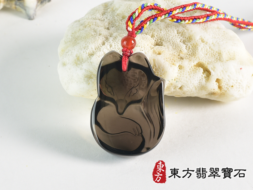 黑曜石狐狸項鍊玉珮(九尾狐狸、招財、人緣、桃花,狐仙:九尾狐狸牌黑曜石九尾狐狸玉珮、黑曜石九尾狐狸玉墜、)。黑曜石九尾狐狸,FX080。客製化訂做各種黑曜石狐狸吊墜玉珮項鍊。★附東方翡翠寶石保證 3.jpg