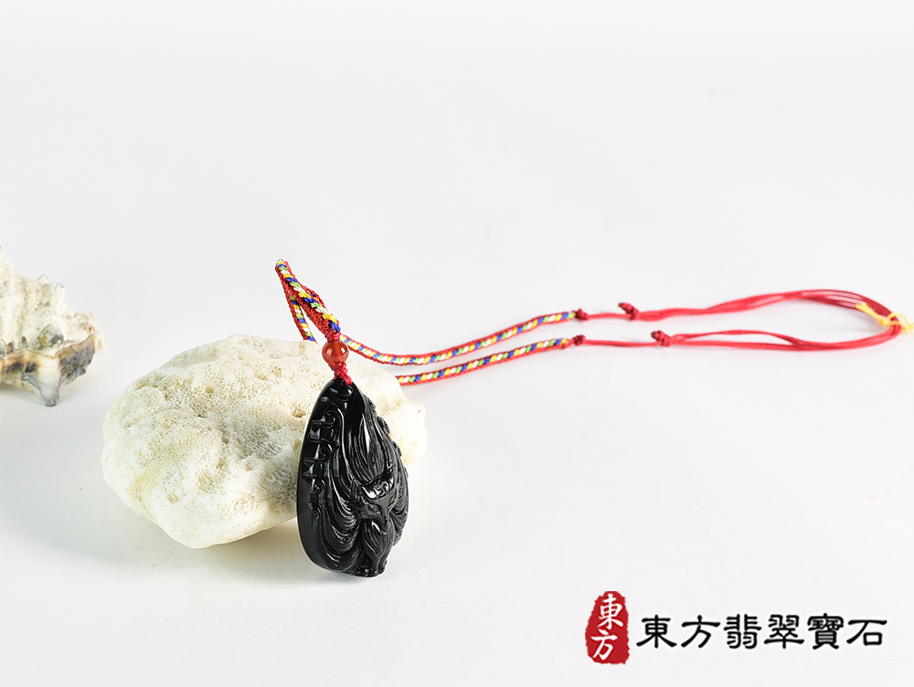 黑曜石九尾狐狸項鍊玉珮(九尾狐狸、招財、人緣、桃花,狐仙:九尾狐狸牌黑曜石九尾狐狸玉珮、黑曜石九尾狐狸玉墜、)。黑曜石九尾狐狸,FX091。客製化訂做各種黑曜石狐狸吊墜玉珮項鍊。★附東方翡翠寶石保證 4.jpg