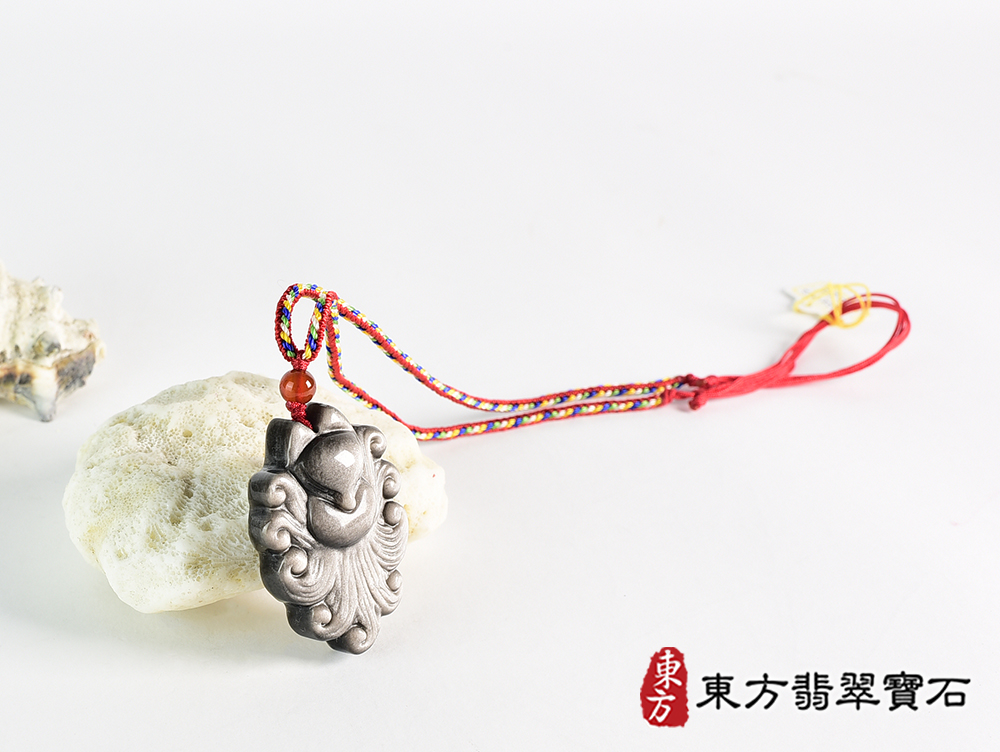 銀曜石九尾狐狸項鍊玉珮(九尾狐狸、招財、人緣、桃花,狐仙:九尾狐狸牌銀曜石九尾狐狸玉珮、銀曜石九尾狐狸玉墜、)。銀曜石九尾狐狸,FX092。客製化訂做各種銀曜石狐狸吊墜玉珮項鍊。★附東方翡翠寶石保證 4.jpg