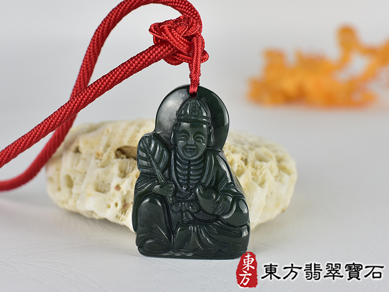 水草玉濟公項鍊玉珮(濟公:濟公牌水草玉濟公玉珮、水草玉濟公玉墜)。水草玉濟公,GG074。客製化訂做各種水草玉濟公吊墜玉珮項鍊。★附東方翡翠寶石保證卡 0.jpg