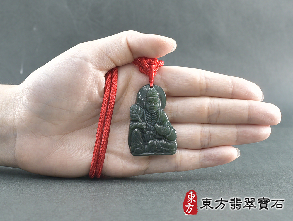 水草玉濟公項鍊玉珮(濟公:濟公牌水草玉濟公玉珮、水草玉濟公玉墜)。水草玉濟公,GG074。客製化訂做各種水草玉濟公吊墜玉珮項鍊。★附東方翡翠寶石保證卡 5.jpg