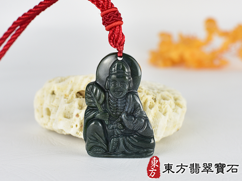 水草玉濟公項鍊玉珮(濟公:濟公牌水草玉濟公玉珮、水草玉濟公玉墜)。水草玉濟公,GG077。客製化訂做各種水草玉濟公吊墜玉珮項鍊。★附東方翡翠寶石保證卡 0.jpg