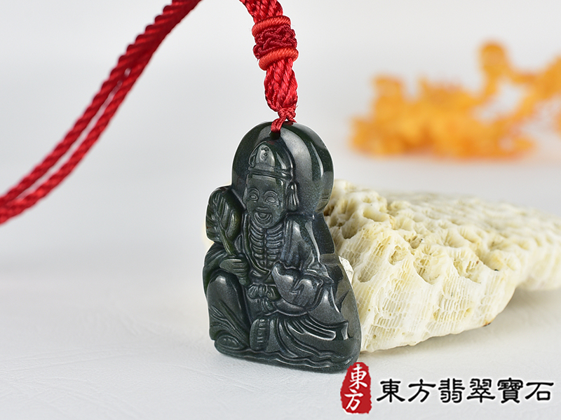 水草玉濟公項鍊玉珮(濟公:濟公牌水草玉濟公玉珮、水草玉濟公玉墜)。水草玉濟公,GG077。客製化訂做各種水草玉濟公吊墜玉珮項鍊。★附東方翡翠寶石保證卡 2.jpg