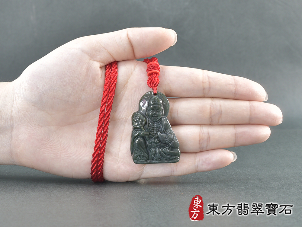 水草玉濟公項鍊玉珮(濟公:濟公牌水草玉濟公玉珮、水草玉濟公玉墜)。水草玉濟公,GG077。客製化訂做各種水草玉濟公吊墜玉珮項鍊。★附東方翡翠寶石保證卡 5.jpg