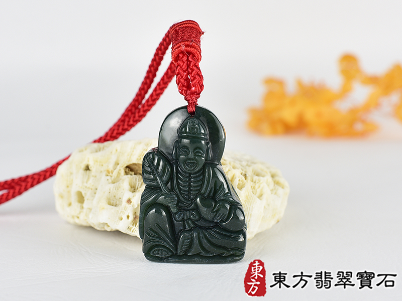 水草玉濟公項鍊玉珮(濟公:濟公牌水草玉濟公玉珮、水草玉濟公玉墜)。水草玉濟公,GG078。客製化訂做各種水草玉濟公吊墜玉珮項鍊。★附東方翡翠寶石保證卡 0.jpg