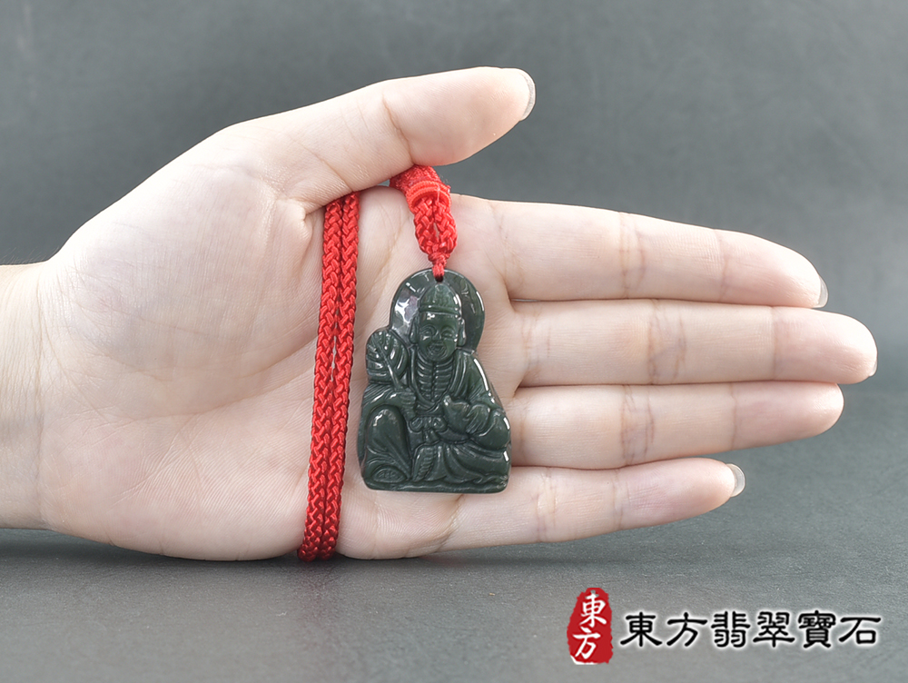 水草玉濟公項鍊玉珮(濟公:濟公牌水草玉濟公玉珮、水草玉濟公玉墜)。水草玉濟公,GG078。客製化訂做各種水草玉濟公吊墜玉珮項鍊。★附東方翡翠寶石保證卡 5.jpg