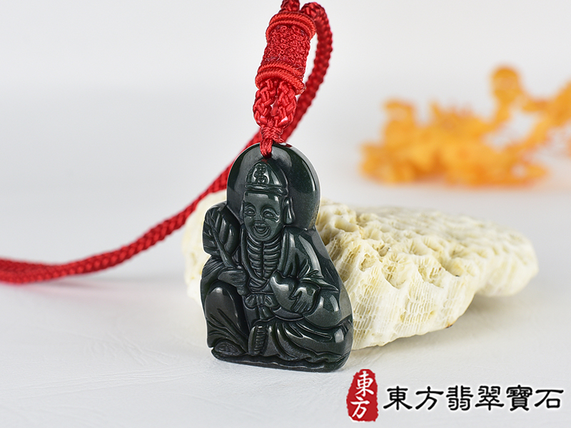 水草玉濟公項鍊玉珮(濟公:濟公牌水草玉濟公玉珮、水草玉濟公玉墜)。水草玉濟公,GG081。客製化訂做各種水草玉濟公吊墜玉珮項鍊。★附東方翡翠寶石保證卡 1.jpg