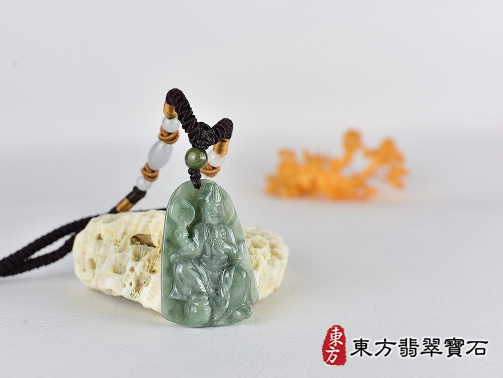 翡翠濟公項鍊玉珮(濟公:濟公牌A貨翡翠濟公玉珮、緬甸玉濟公玉墜)綠色花青種濟公,GG084。客製化訂做各種翡翠濟公吊墜玉珮項鍊。★附A貨翡翠雙證書 4.jpg