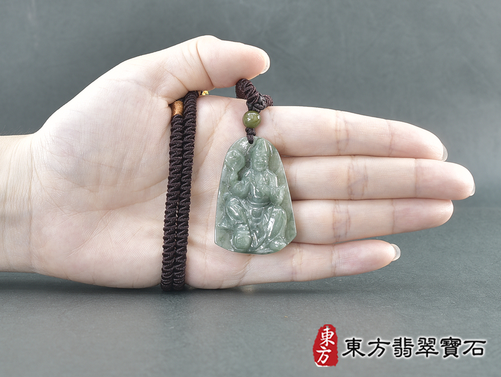 翡翠濟公項鍊玉珮(濟公:濟公牌A貨翡翠濟公玉珮、緬甸玉濟公玉墜)綠色花青種濟公,GG084。客製化訂做各種翡翠濟公吊墜玉珮項鍊。★附A貨翡翠雙證書 5.jpg