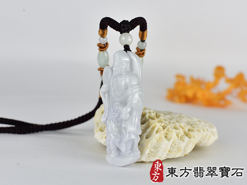 翡翠濟公項鍊玉珮(濟公:濟公牌A貨翡翠濟公玉珮、緬甸玉濟公玉墜)微綠帶紫白色細豆種濟公,GG085。客製化訂做各種翡翠濟公吊墜玉珮項鍊。★附A貨翡翠雙證書 2.jpg