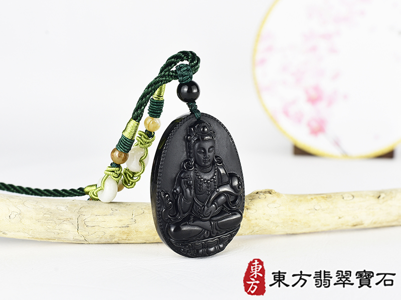 黑曜石如意菩薩項鍊玉珮(觀世音菩薩、如意觀音:觀世音菩薩牌黑曜石觀世音菩薩玉珮、黑曜石觀世音菩薩玉墜)。黑曜石觀世音菩薩,GY2042。客製化訂做各種黑曜石觀世音菩薩吊墜玉珮項鍊。★附東方翡翠寶 2.jpg