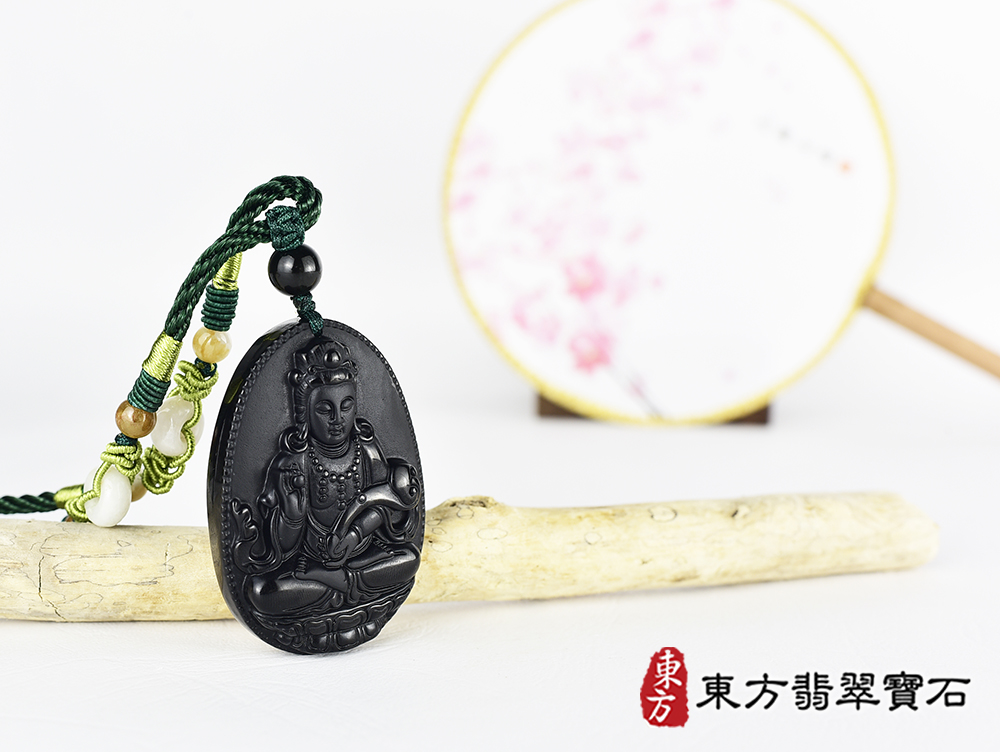 黑曜石如意菩薩項鍊玉珮(觀世音菩薩、如意觀音:觀世音菩薩牌黑曜石觀世音菩薩玉珮、黑曜石觀世音菩薩玉墜)。黑曜石觀世音菩薩,GY2042。客製化訂做各種黑曜石觀世音菩薩吊墜玉珮項鍊。★附東方翡翠寶 4.jpg