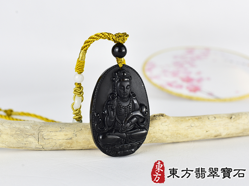 黑曜石如意菩薩項鍊玉珮(觀世音菩薩、如意觀音:觀世音菩薩牌黑曜石觀世音菩薩玉珮、黑曜石觀世音菩薩玉墜)。黑曜石觀世音菩薩,GY2045。客製化訂做各種黑曜石觀世音菩薩吊墜玉珮項鍊。★附東方翡翠寶 2.jpg