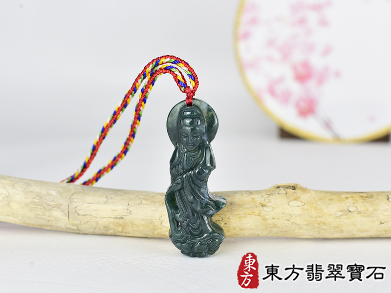水草玉灑水觀音項鍊玉珮(觀世音菩薩、灑水觀音:觀音牌水草玉觀音玉珮、水草玉觀音玉墜)。水草玉觀音,GY2082。客製化訂做各種水草玉觀音吊墜玉珮項鍊。★附東方翡翠寶石保證卡 0.jpg