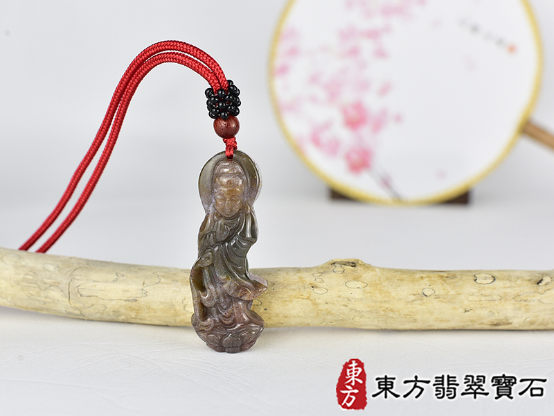 水草玉灑水觀音項鍊玉珮(觀世音菩薩、灑水觀音:觀音牌水草玉觀音玉珮、水草玉觀音玉墜)。水草玉觀音,GY2086。客製化訂做各種水草玉觀音吊墜玉珮項鍊。★附東方翡翠寶石保證卡 0.jpg