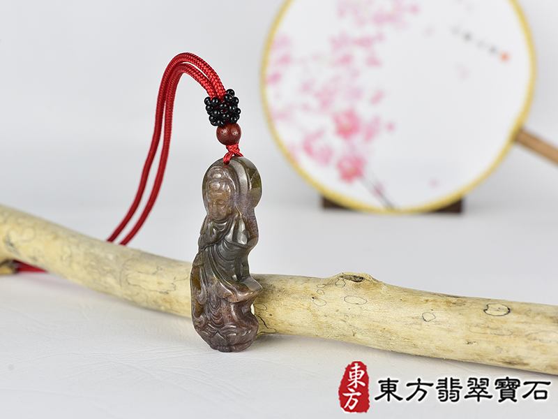 水草玉灑水觀音項鍊玉珮(觀世音菩薩、灑水觀音:觀音牌水草玉觀音玉珮、水草玉觀音玉墜)。水草玉觀音,GY2086。客製化訂做各種水草玉觀音吊墜玉珮項鍊。★附東方翡翠寶石保證卡 1.jpg