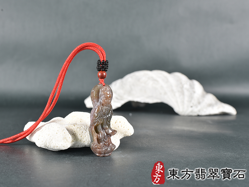 水草玉灑水觀音項鍊玉珮(觀世音菩薩、灑水觀音:觀音牌水草玉觀音玉珮、水草玉觀音玉墜)。水草玉觀音,GY2086。客製化訂做各種水草玉觀音吊墜玉珮項鍊。★附東方翡翠寶石保證卡 5.jpg