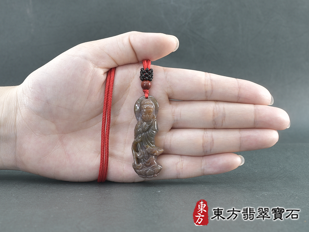 水草玉灑水觀音項鍊玉珮(觀世音菩薩、灑水觀音:觀音牌水草玉觀音玉珮、水草玉觀音玉墜)。水草玉觀音,GY2086。客製化訂做各種水草玉觀音吊墜玉珮項鍊。★附東方翡翠寶石保證卡 8.jpg