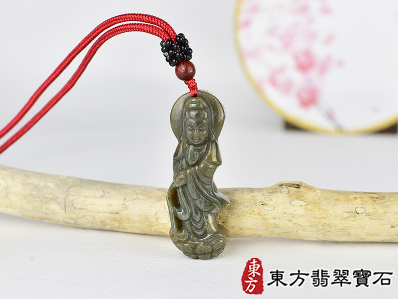 水草玉灑水觀音項鍊玉珮(觀世音菩薩、灑水觀音:觀音牌水草玉觀音玉珮、水草玉觀音玉墜)。水草玉觀音,GY2087。客製化訂做各種水草玉觀音吊墜玉珮項鍊。★附東方翡翠寶石保證卡 0.jpg