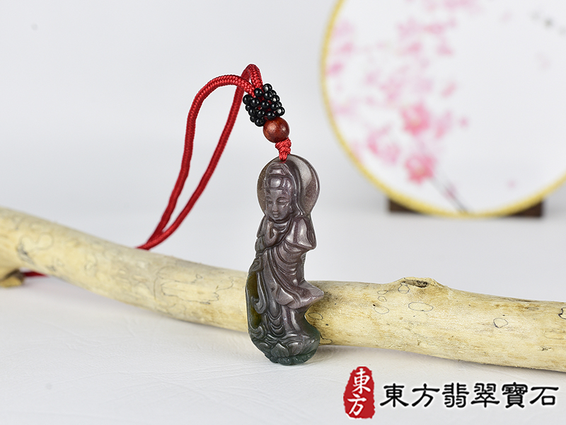 水草玉灑水觀音項鍊玉珮(觀世音菩薩、灑水觀音:觀音牌水草玉觀音玉珮、水草玉觀音玉墜)。水草玉觀音,GY2088。客製化訂做各種水草玉觀音吊墜玉珮項鍊。★附東方翡翠寶石保證卡 1.jpg