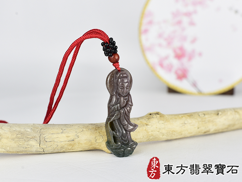 水草玉灑水觀音項鍊玉珮(觀世音菩薩、灑水觀音:觀音牌水草玉觀音玉珮、水草玉觀音玉墜)。水草玉觀音,GY2088。客製化訂做各種水草玉觀音吊墜玉珮項鍊。★附東方翡翠寶石保證卡 2.jpg