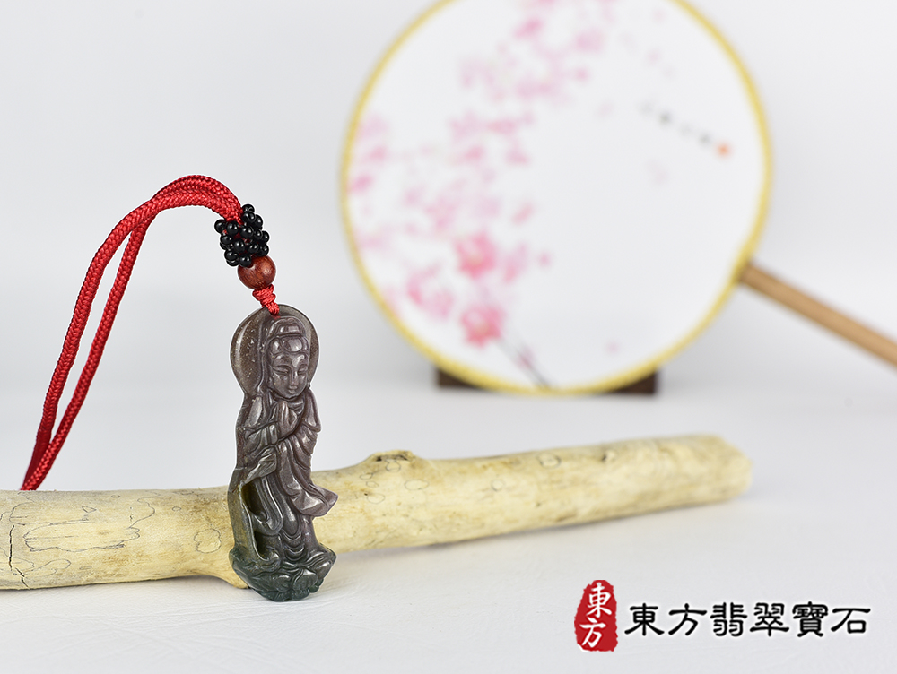 水草玉灑水觀音項鍊玉珮(觀世音菩薩、灑水觀音:觀音牌水草玉觀音玉珮、水草玉觀音玉墜)。水草玉觀音,GY2088。客製化訂做各種水草玉觀音吊墜玉珮項鍊。★附東方翡翠寶石保證卡 4.jpg