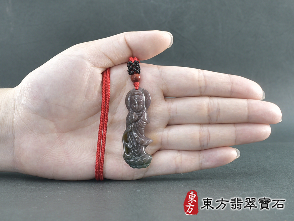 水草玉灑水觀音項鍊玉珮(觀世音菩薩、灑水觀音:觀音牌水草玉觀音玉珮、水草玉觀音玉墜)。水草玉觀音,GY2088。客製化訂做各種水草玉觀音吊墜玉珮項鍊。★附東方翡翠寶石保證卡 5.jpg