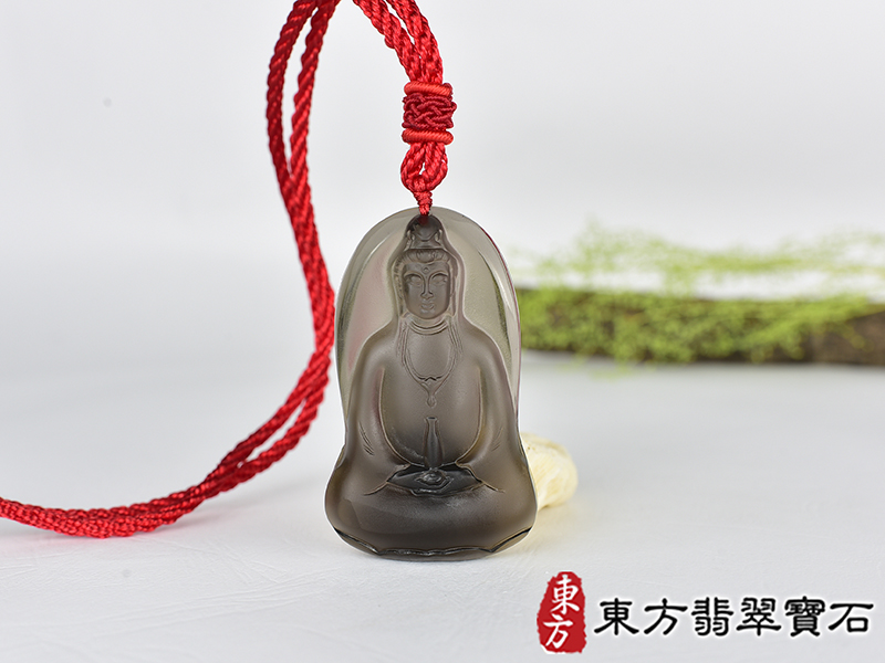 黑曜石寶瓶觀音項鍊玉珮(觀世音菩薩:寶瓶觀音牌黑曜石觀音玉珮、黑曜石寶瓶觀音玉墜)。黑曜石寶瓶觀音,GY2131。客製化訂做各種黑曜石寶瓶觀音吊墜玉珮項鍊。★附東方翡翠寶石保證卡 0.jpg