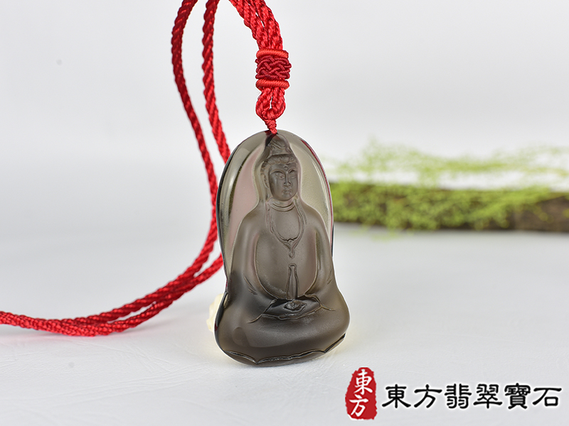 黑曜石寶瓶觀音項鍊玉珮(觀世音菩薩:寶瓶觀音牌黑曜石觀音玉珮、黑曜石寶瓶觀音玉墜)。黑曜石寶瓶觀音,GY2131。客製化訂做各種黑曜石寶瓶觀音吊墜玉珮項鍊。★附東方翡翠寶石保證卡 2.jpg