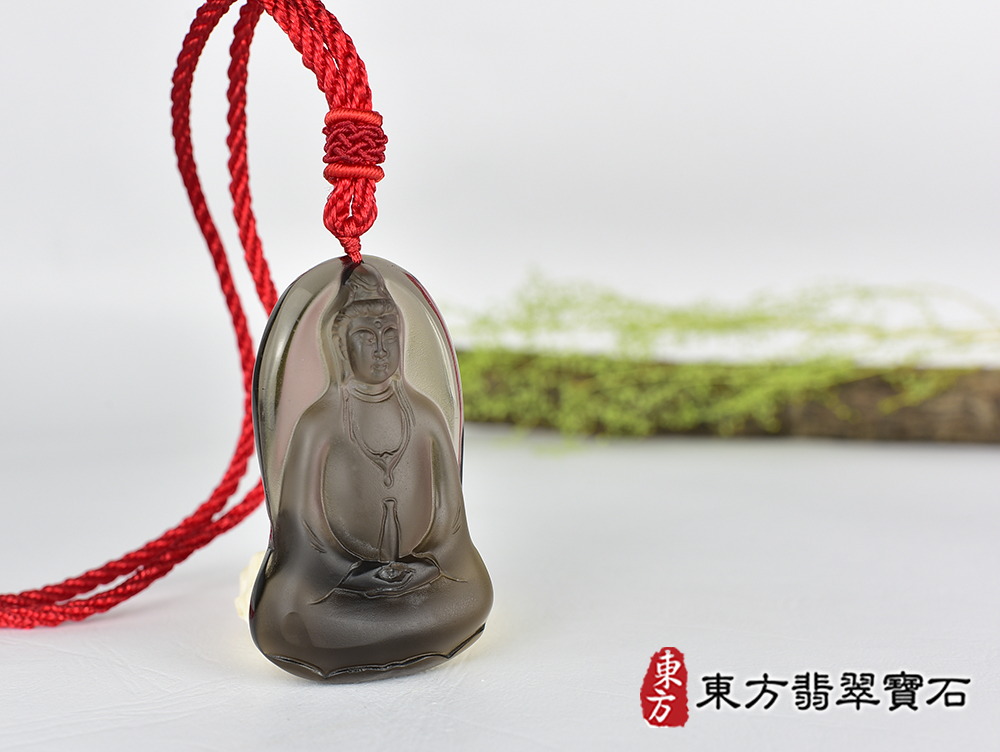 黑曜石寶瓶觀音項鍊玉珮(觀世音菩薩:寶瓶觀音牌黑曜石觀音玉珮、黑曜石寶瓶觀音玉墜)。黑曜石寶瓶觀音,GY2131。客製化訂做各種黑曜石寶瓶觀音吊墜玉珮項鍊。★附東方翡翠寶石保證卡 4.jpg