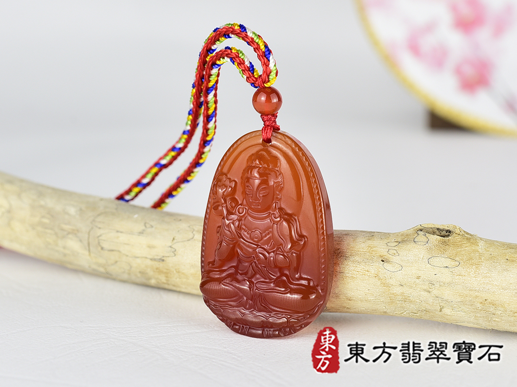 紅瑪瑙大勢至菩薩項鍊玉珮(大勢至菩薩:大勢至菩薩牌紅瑪瑙大勢至菩薩玉珮、紅瑪瑙大勢至菩薩玉墜)。紅瑪瑙大勢至菩薩GY2148。客製化訂做各種紅瑪瑙大勢至菩薩吊墜玉珮項鍊。★附東方翡翠寶石保證卡 1.jpg