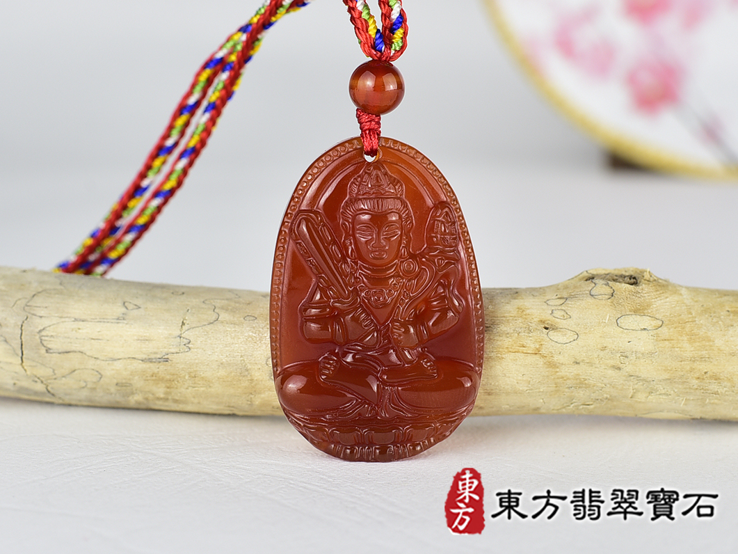 紅瑪瑙虛空藏菩薩項鍊玉珮(虛空藏菩薩:虛空藏菩薩牌紅瑪瑙虛空藏菩薩玉珮、紅瑪瑙虛空藏菩薩玉墜)。紅瑪瑙虛空藏菩薩,GY2154。客製化訂做各種紅瑪瑙虛空藏菩薩吊墜玉珮項鍊。★附東方翡翠寶石保證卡 0.jpg