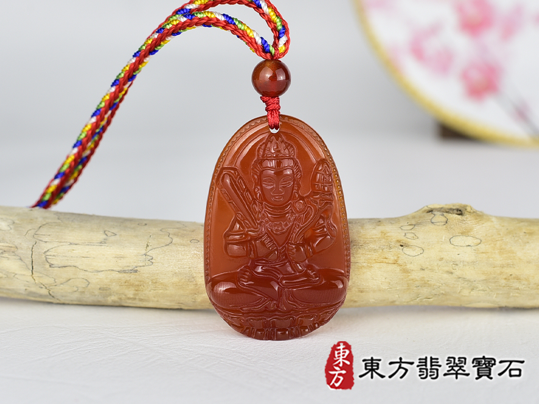 紅瑪瑙虛空藏菩薩項鍊玉珮(虛空藏菩薩:虛空藏菩薩牌紅瑪瑙虛空藏菩薩玉珮、紅瑪瑙虛空藏菩薩玉墜)。紅瑪瑙虛空藏菩薩,GY2156。客製化訂做各種紅瑪瑙虛空藏菩薩吊墜玉珮項鍊。★附東方翡翠寶石保證卡 0.jpg