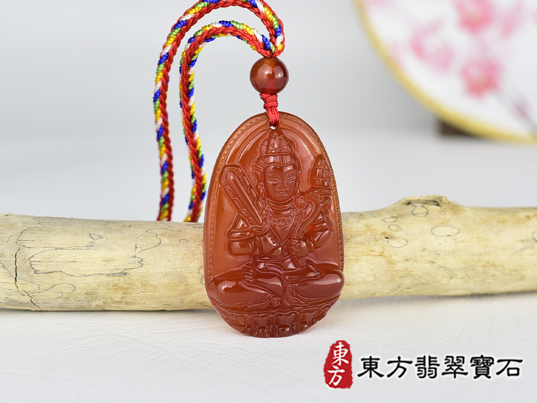 紅瑪瑙虛空藏菩薩項鍊玉珮(虛空藏菩薩:虛空藏菩薩牌紅瑪瑙虛空藏菩薩玉珮、紅瑪瑙虛空藏菩薩玉墜)。紅瑪瑙虛空藏菩薩,GY2156。客製化訂做各種紅瑪瑙虛空藏菩薩吊墜玉珮項鍊。★附東方翡翠寶石保證卡 2.jpg