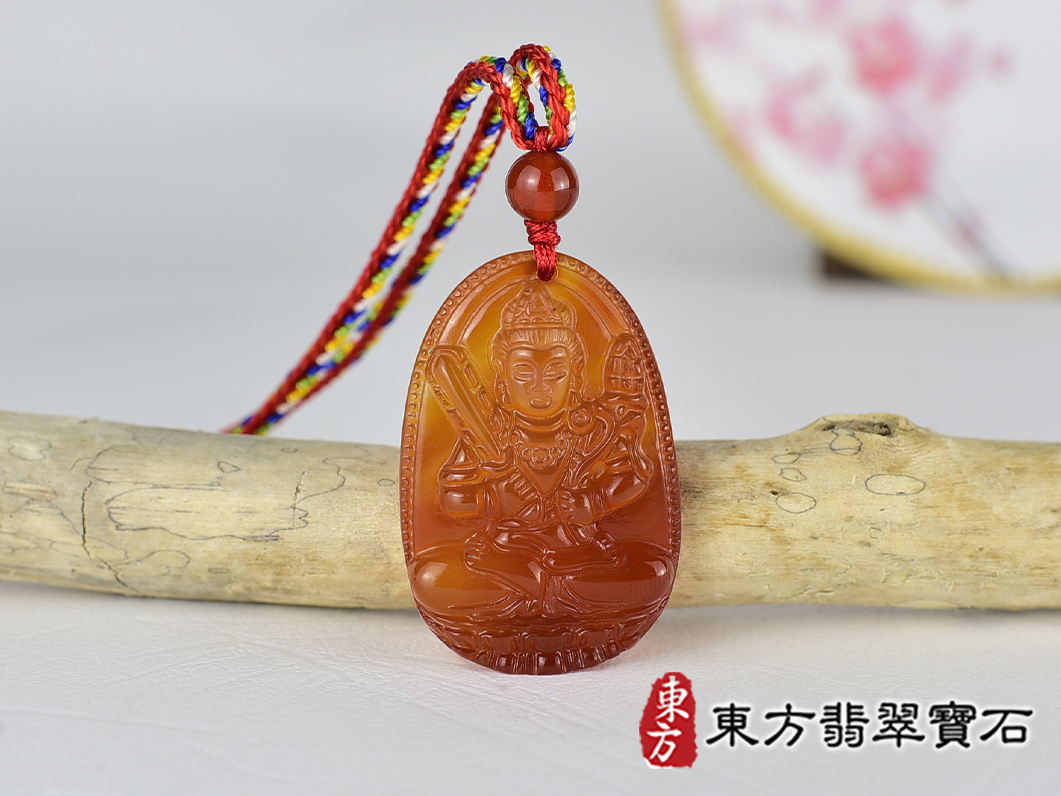 紅瑪瑙虛空藏菩薩項鍊玉珮(虛空藏菩薩:虛空藏菩薩牌紅瑪瑙虛空藏菩薩玉珮、紅瑪瑙虛空藏菩薩玉墜)。紅瑪瑙虛空藏菩薩,GY2157。客製化訂做各種紅瑪瑙虛空藏菩薩吊墜玉珮項鍊。★附東方翡翠寶石保證卡 0.jpg