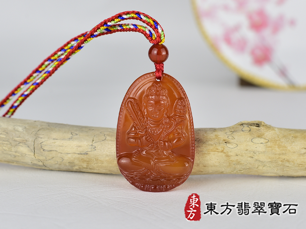紅瑪瑙虛空藏菩薩項鍊玉珮(虛空藏菩薩:虛空藏菩薩牌紅瑪瑙虛空藏菩薩玉珮、紅瑪瑙虛空藏菩薩玉墜)。紅瑪瑙虛空藏菩薩,GY2158。客製化訂做各種紅瑪瑙虛空藏菩薩吊墜玉珮項鍊。★附東方翡翠寶石保證卡 0.jpg