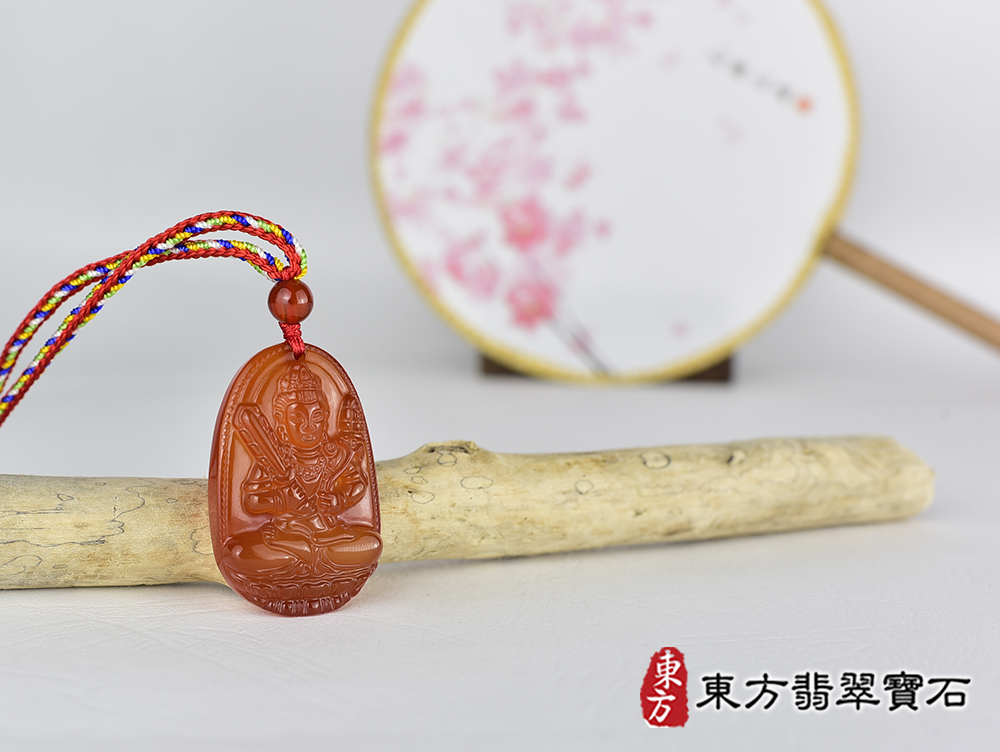 紅瑪瑙虛空藏菩薩項鍊玉珮(虛空藏菩薩:虛空藏菩薩牌紅瑪瑙虛空藏菩薩玉珮、紅瑪瑙虛空藏菩薩玉墜)。紅瑪瑙虛空藏菩薩,GY2158。客製化訂做各種紅瑪瑙虛空藏菩薩吊墜玉珮項鍊。★附東方翡翠寶石保證卡 4.jpg