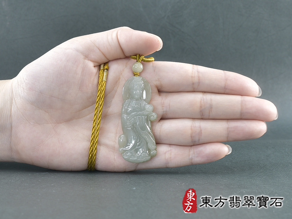 翡翠如意觀音項鍊玉珮(觀世音菩薩:如意觀音牌翡翠觀音玉珮、翡翠如意觀音玉墜)。糯種如意觀音,GY2182。客製化訂做各種翡翠如意觀音吊墜玉珮項鍊。★附東方翡翠寶石保證卡 5.jpg